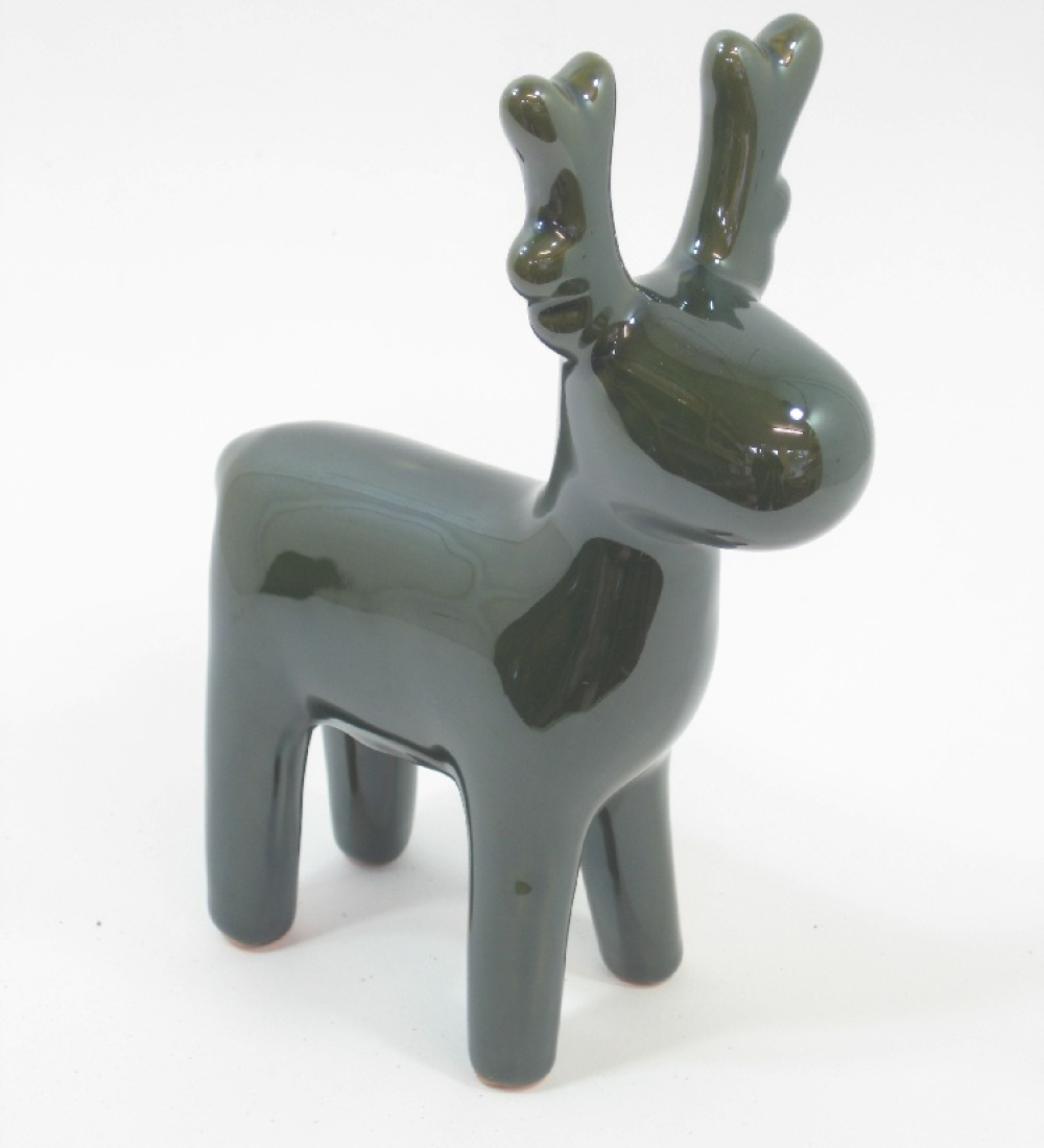 Keramik-Hirsch, 13x7x18cm dk.-gruen 617471-43